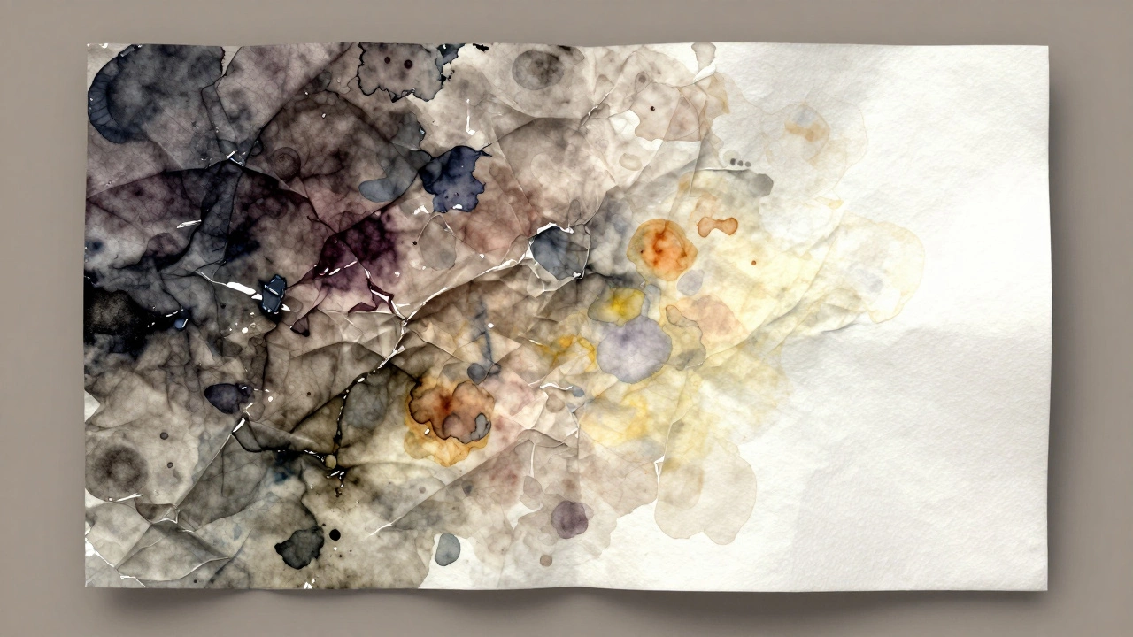 Contrasting image of warped versus flat watercolor paper, showing effects of soaking.