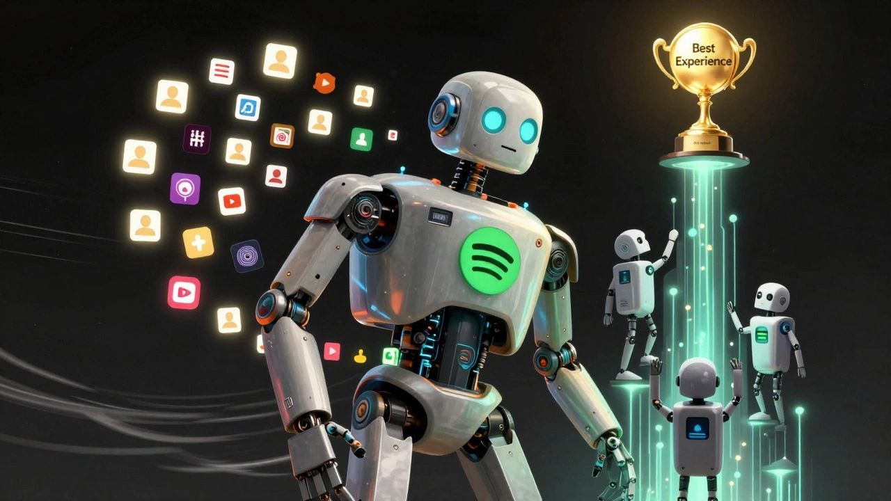 Spotify robot overwhelmed by ads while competitors climb toward a trophy of best experience