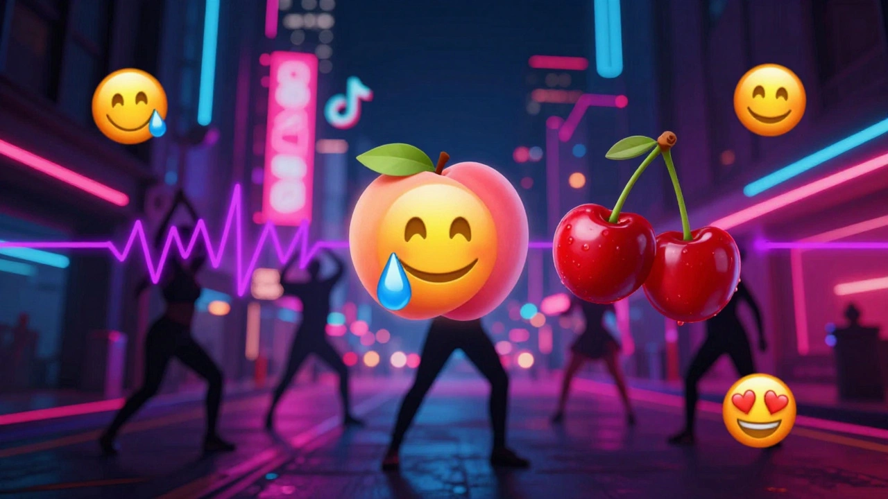 What does 🍆🍑🍒💦 mean in music lyrics?