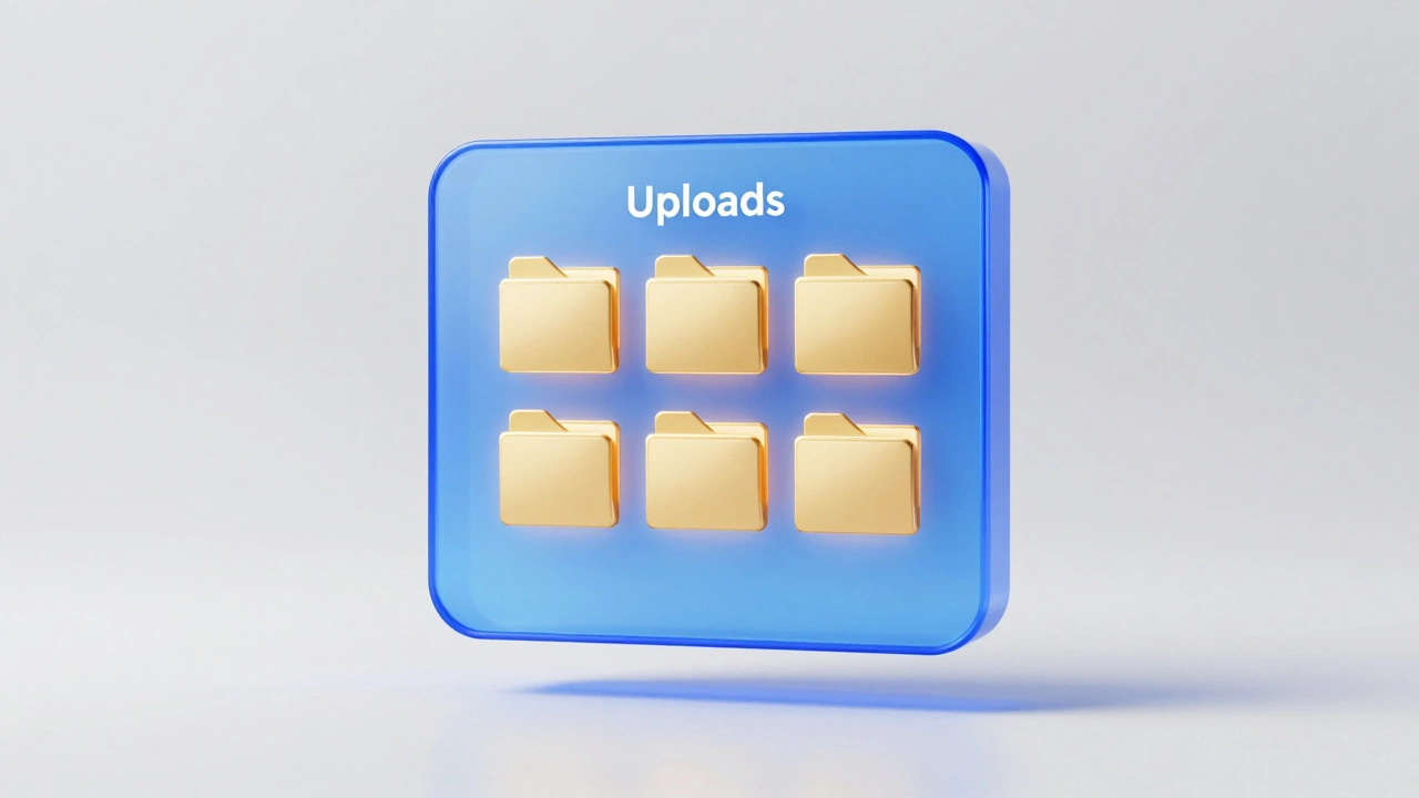 A glowing digital vault in a white space containing gold music files and folders.