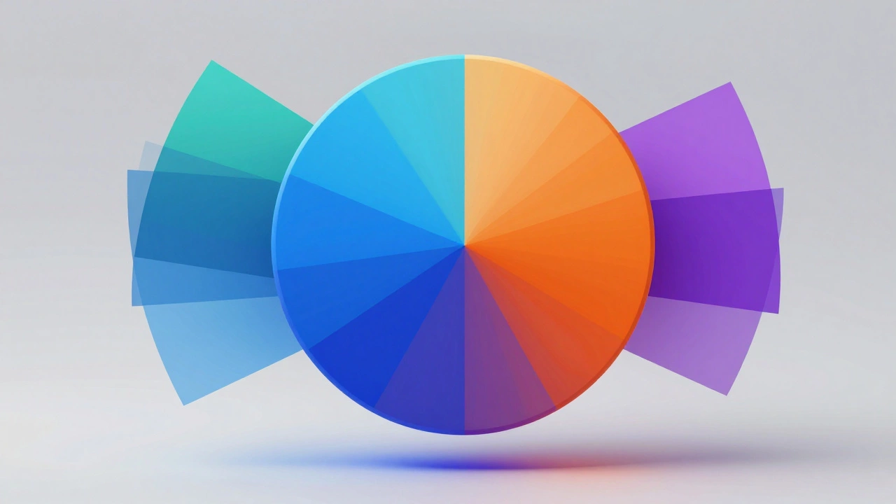 Colorful abstract illustration showing complementary and analogous color schemes.