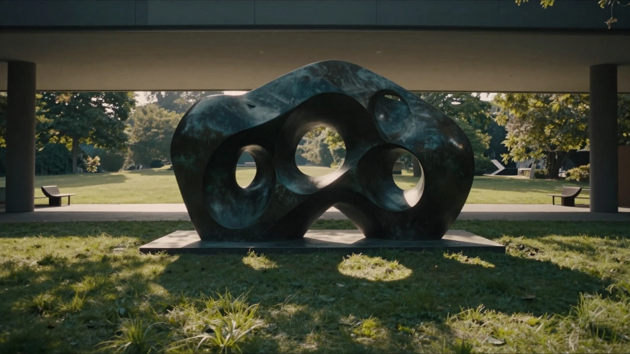 Abstract sculpture with negative space allowing light to pass through