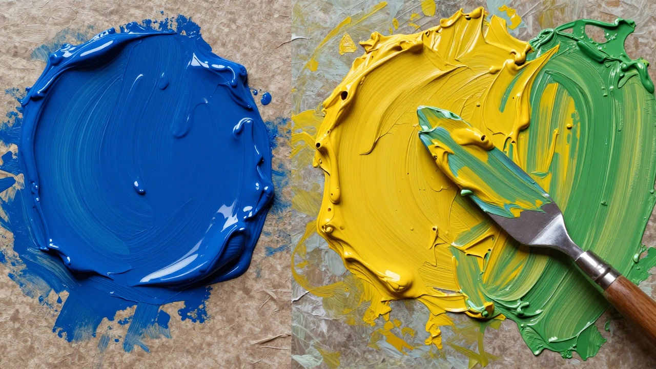 Close-up of oil paint textures: glazing vs impasto