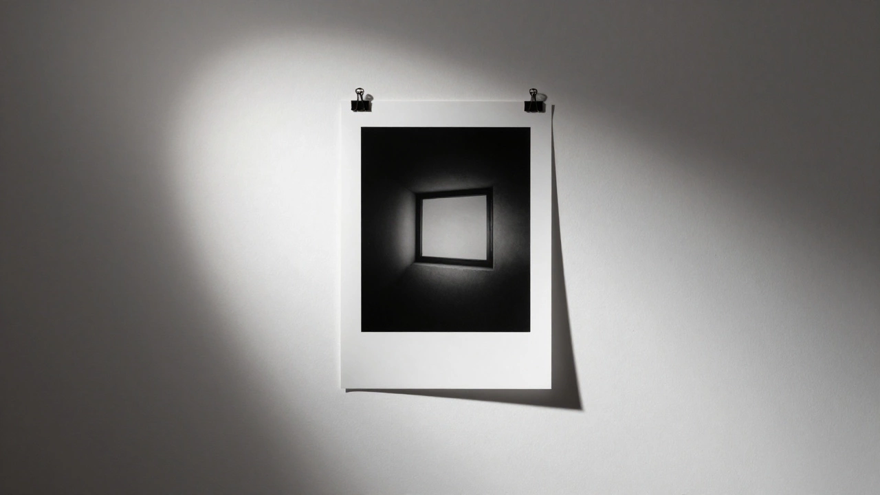 Minimalist gallery wall displaying curated fine art photograph