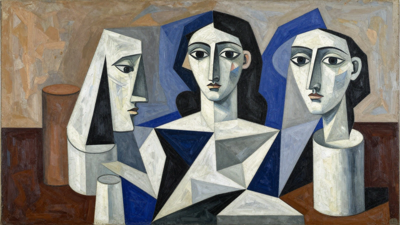Deconstructed geometric figure representing cubist art style