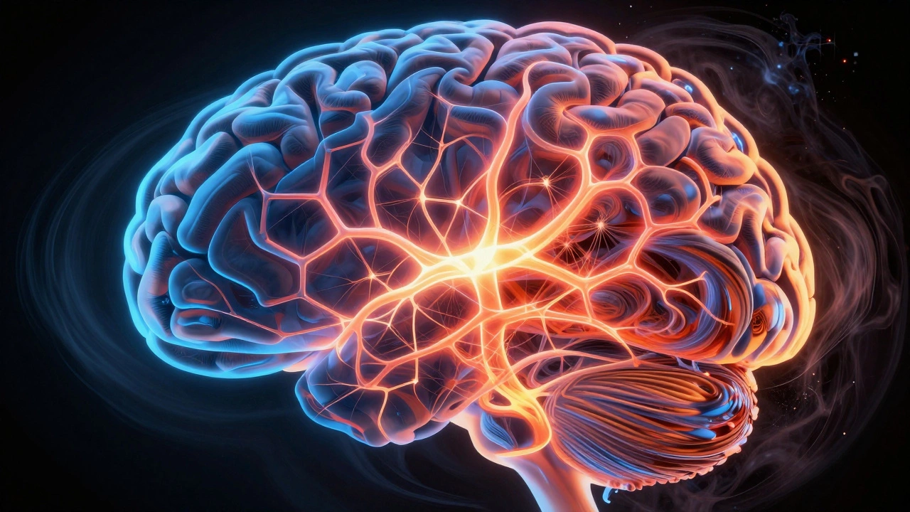 Illustration of brain processing order versus chaos in abstract art