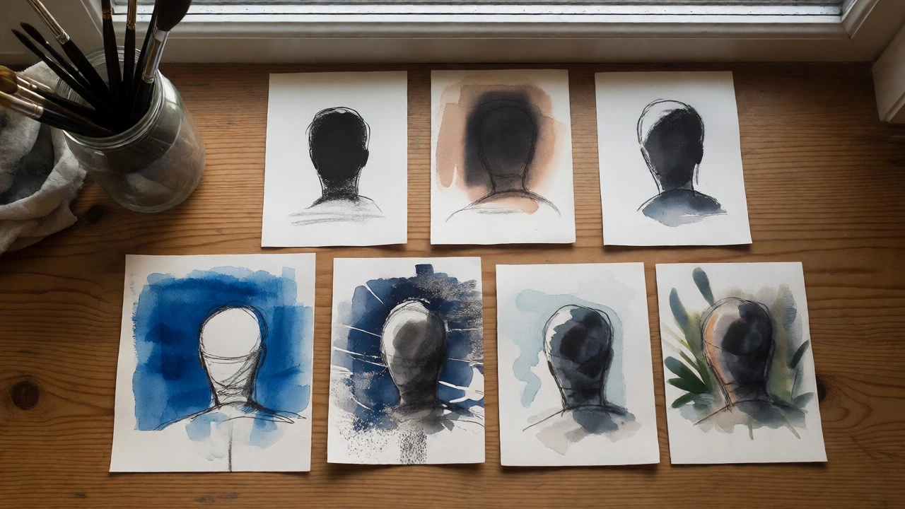 Five thumbnail sketches comparing different background styles like gradients and textures.