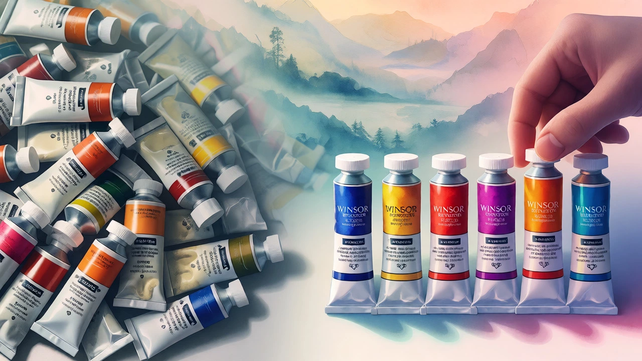 Comparison of dull student paints vs. vibrant artist-grade watercolors.